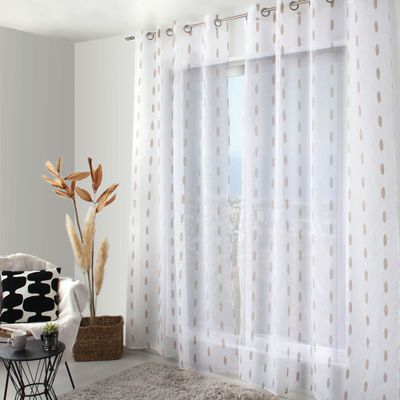 VOILAGE JACQUARD "COPPER" BLANC/CAFÉ