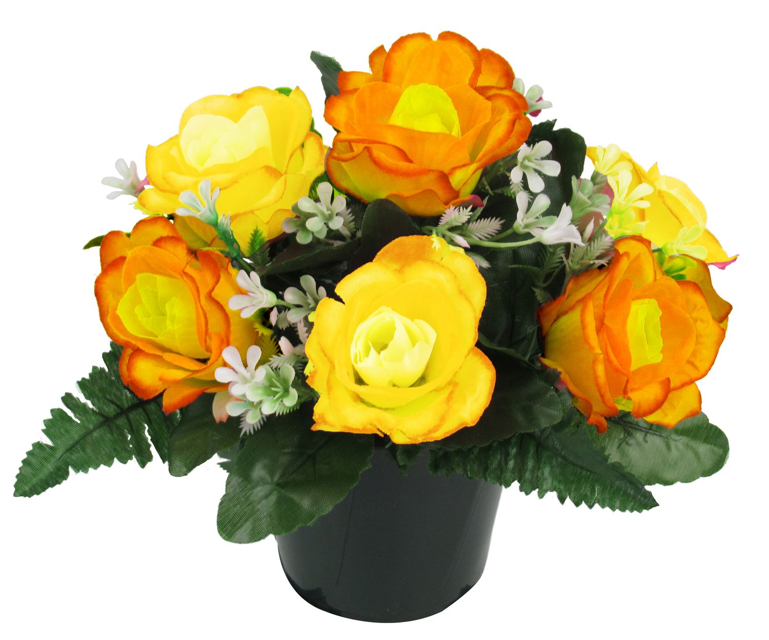 ROSE FLEURETTE EN POT JAUNE
