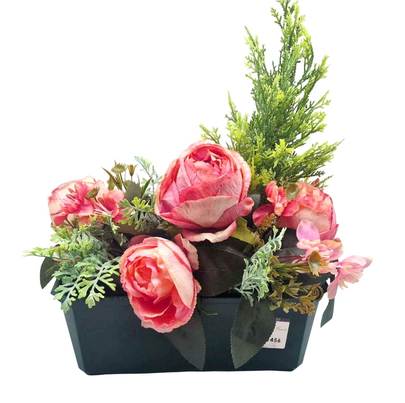 JARDINIERE  ROSE PIVOINE