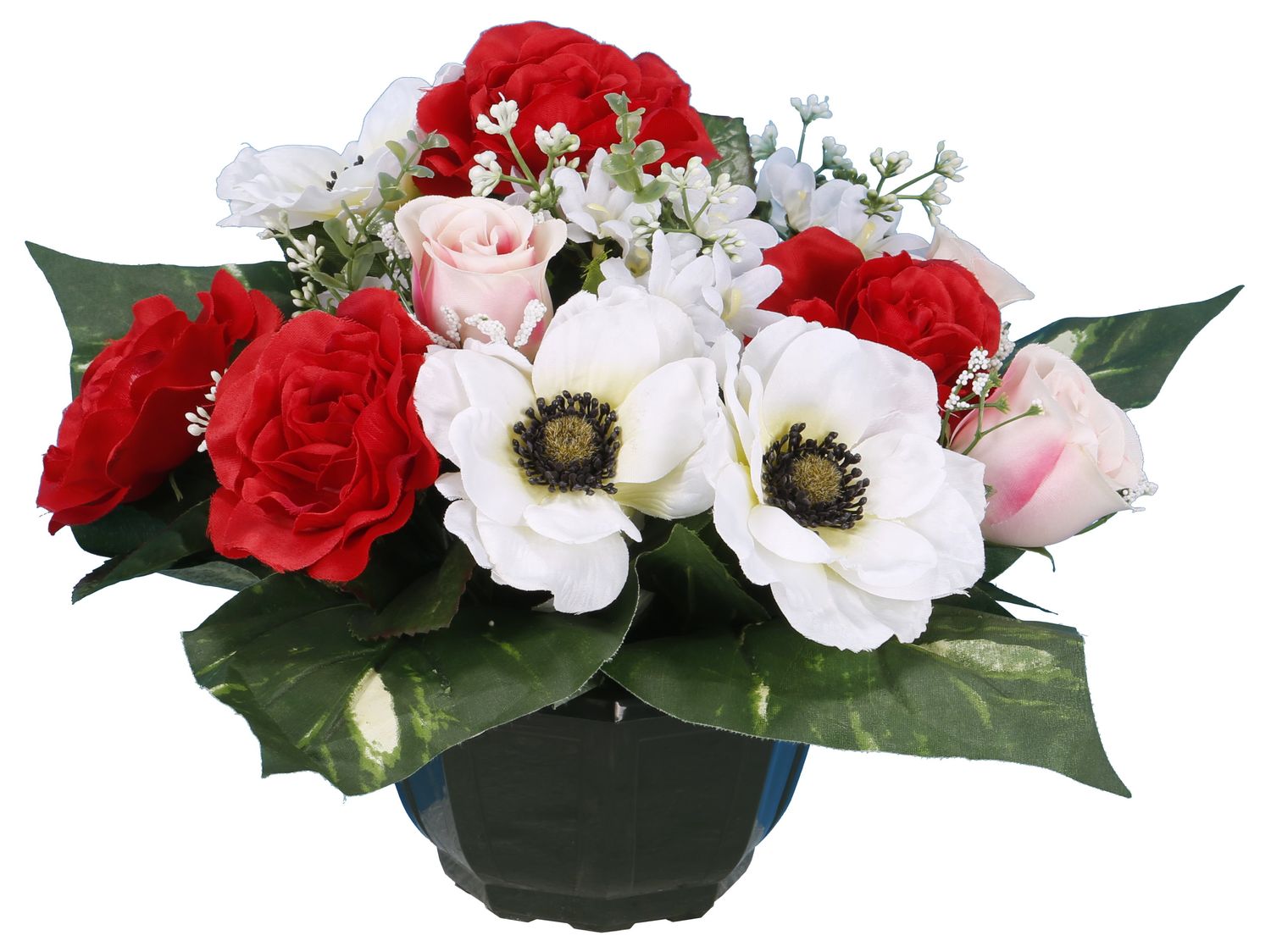 COUPE ANÉMONE ROSE ET BOUTON DE ROSE