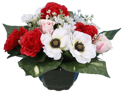 COUPE ANÉMONE ROSE ET BOUTON DE ROSE