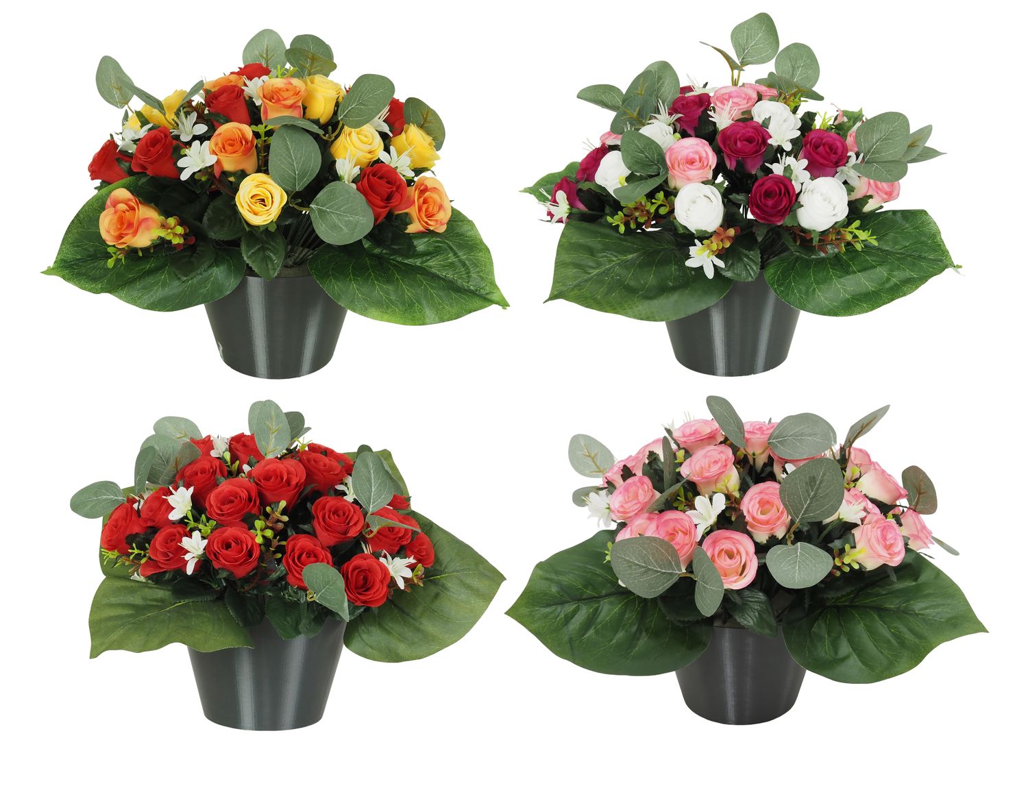 COMPOSITION DE ROSES ET EUCALYPTUS