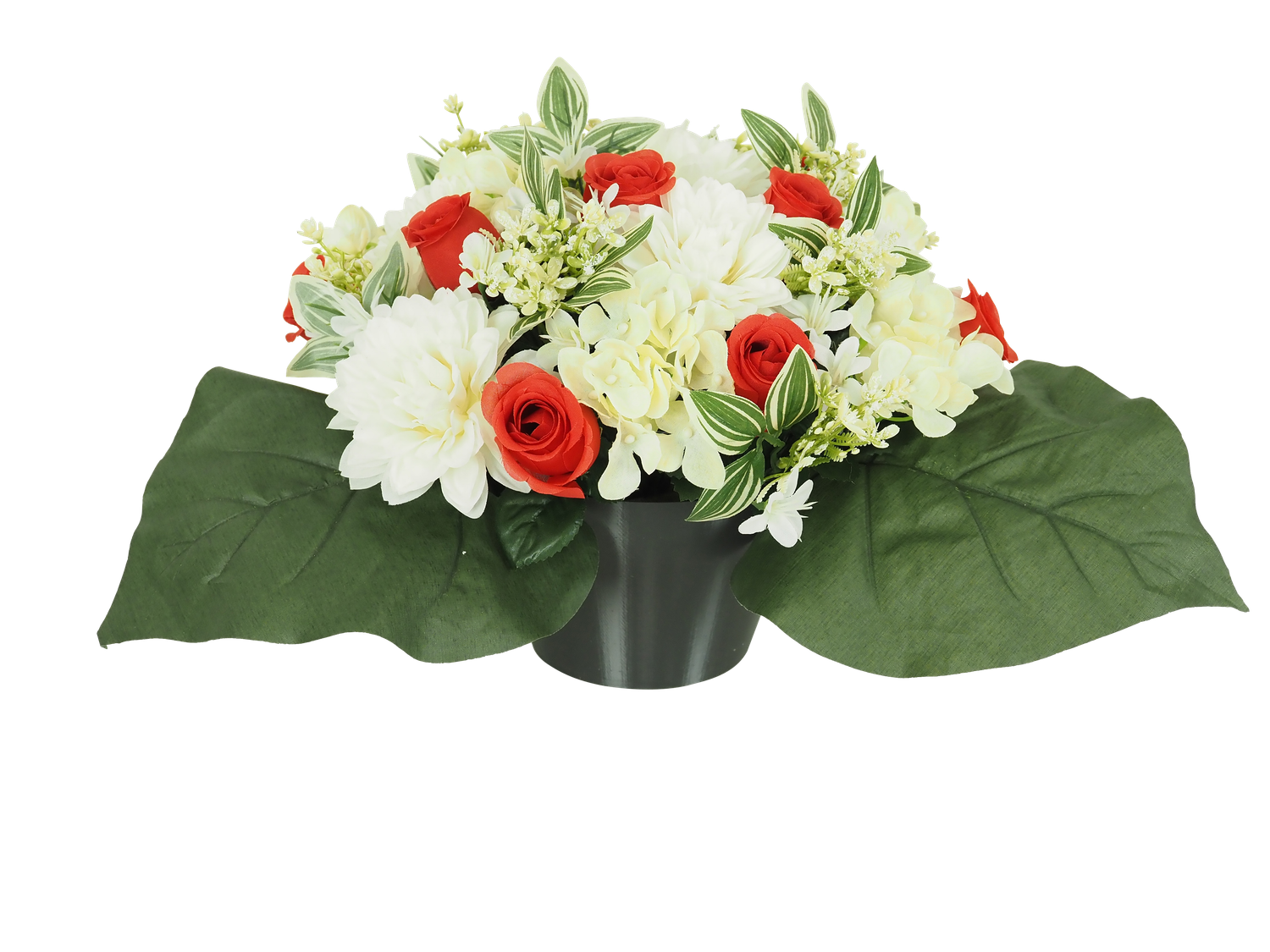 COMPOSITION DAHLIAS ET BOUTONS DE ROSES
