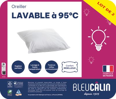LOT DE 2 OREILLERS LAVABLES À 95°C