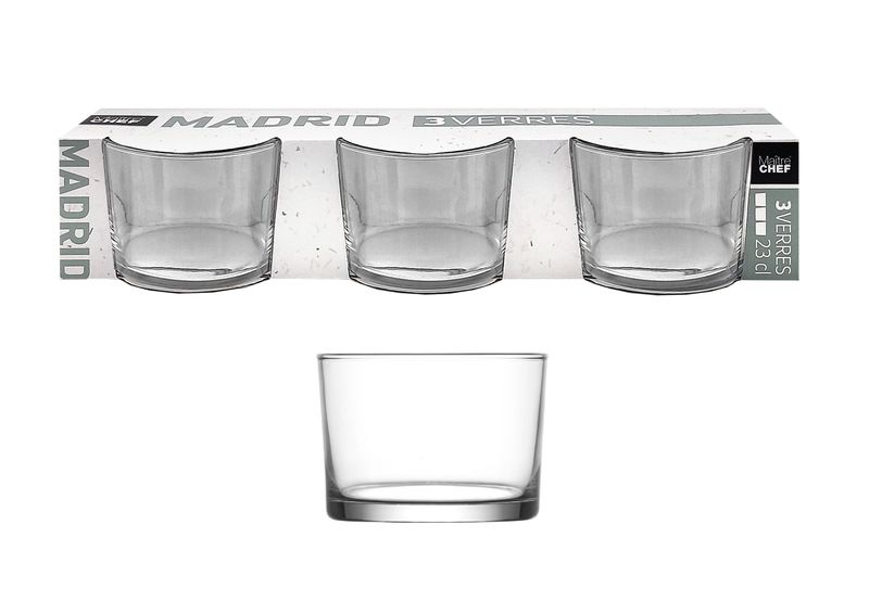 LOT DE 3 VERRES "MADRID"