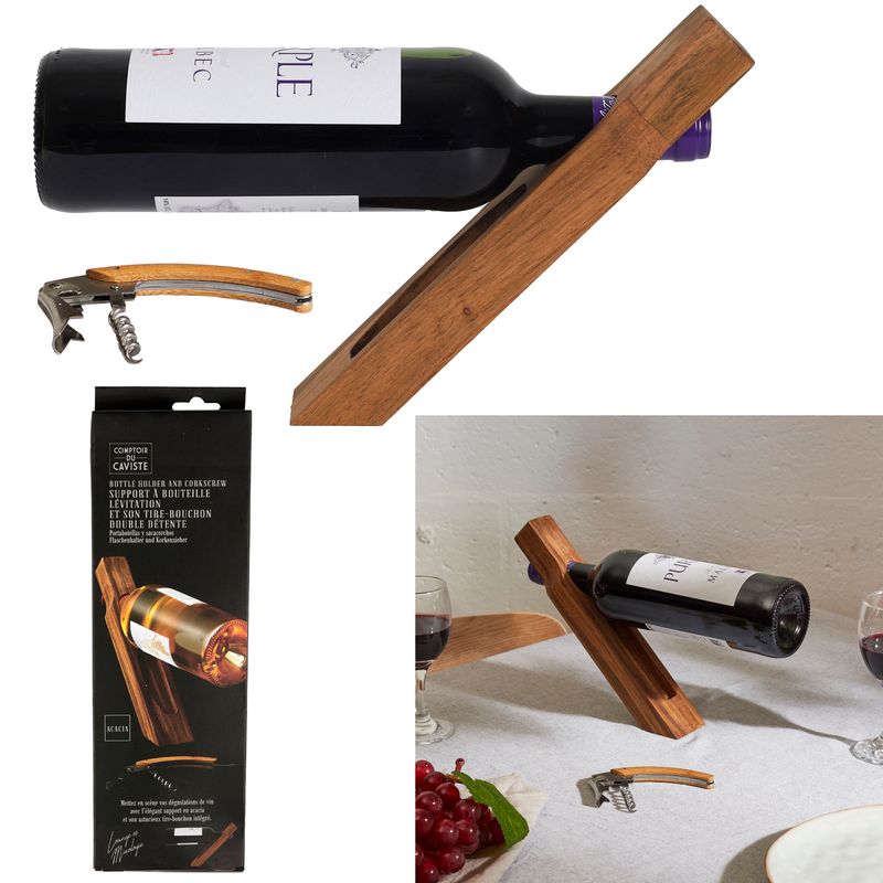 SUPPORT À BOUTEILLE ET SON TIRE BOUCHON