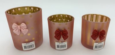 PHOTOPHORE 9X10CM AVEC NOEUD ASSORTIS