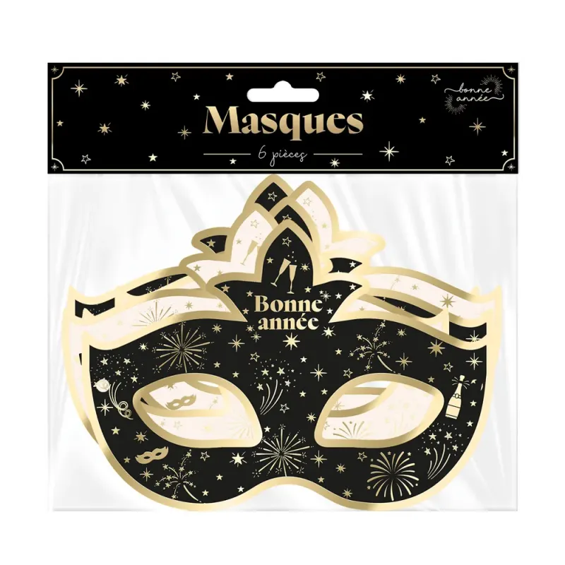 Lot de 6 masques "Bonne Année"