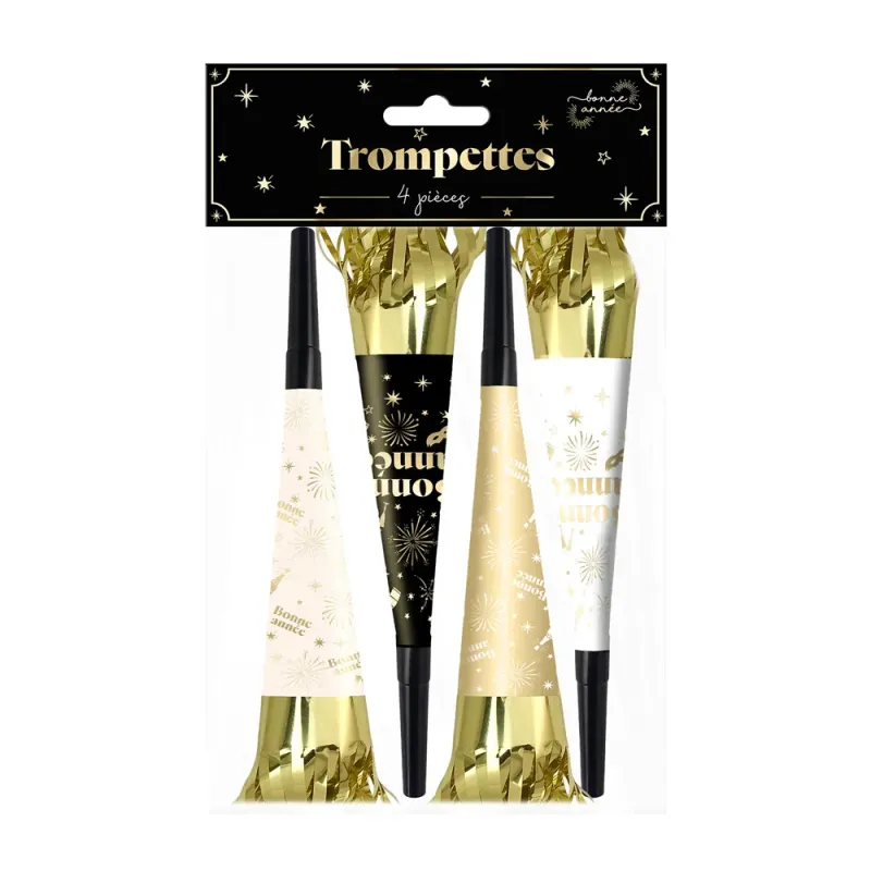 Lot de 4 trompettes "Bonne Année"