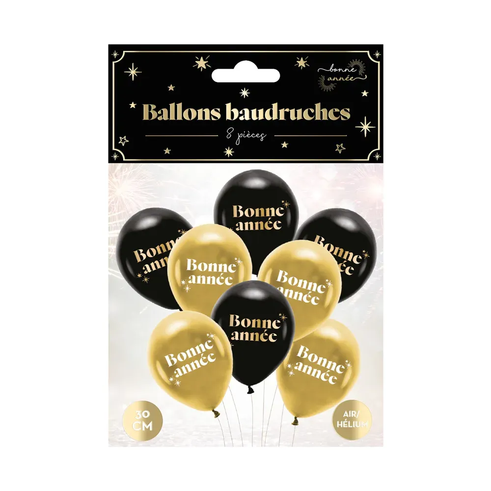 Lot de 8 ballons "Bonne Année"