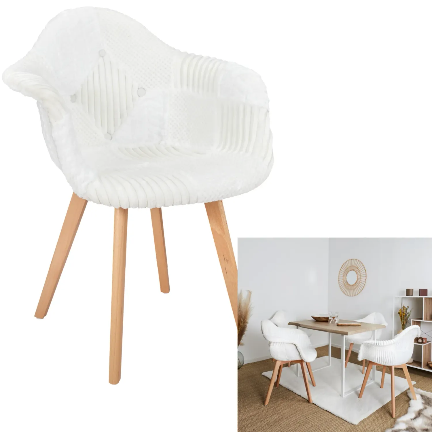 Fauteuil scandinave patchwork