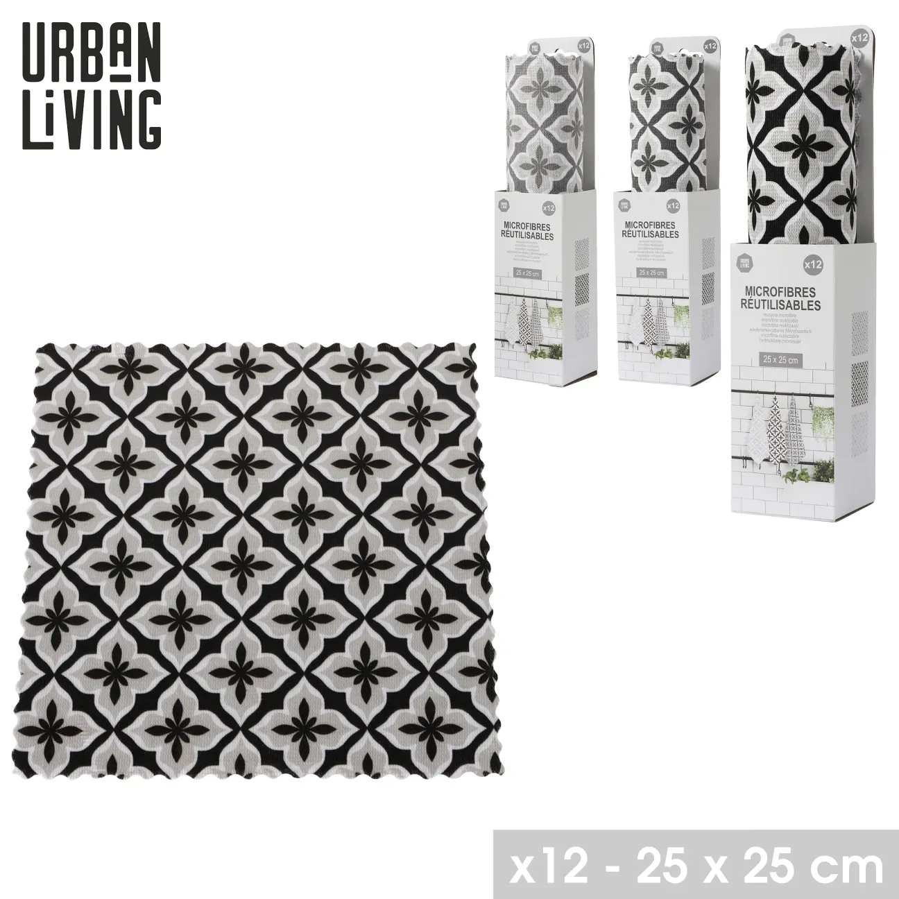 LOT DE 12 MICROFIBRES RÉUTILISABLES