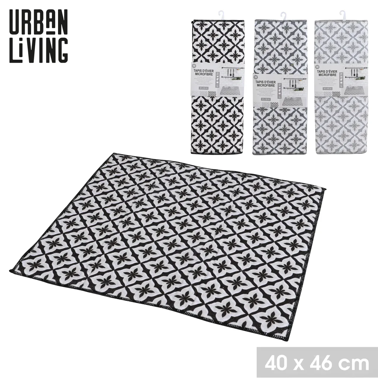 TAPIS D'ÉVIER MICROFIBRE DÉCORÉ