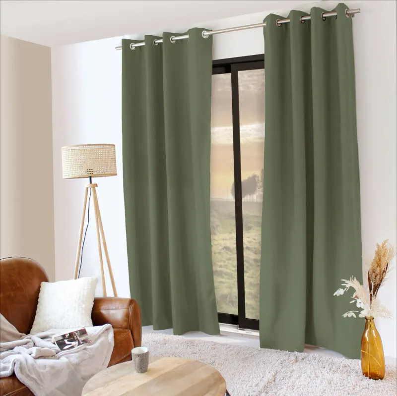 RIDEAU THERMIQUE 140X180CM VERT GRIS