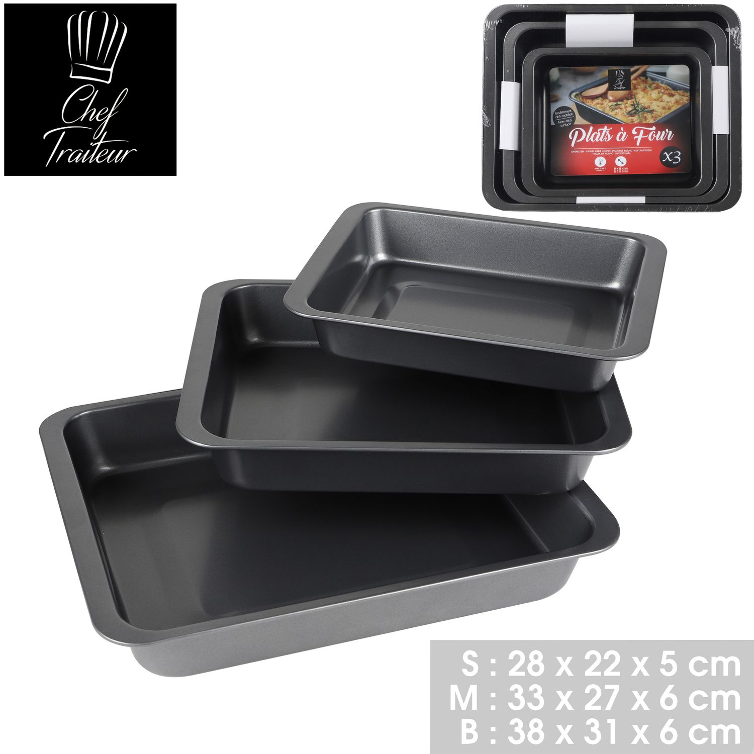 LOT DE 3 PLATS À FOUR