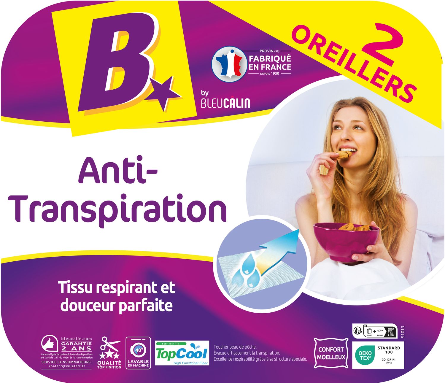 LOT DE 2 OREILLERS ANTI-TRANSPIRATION