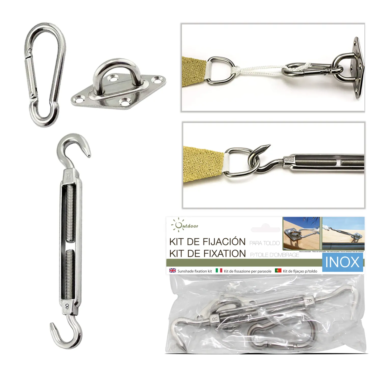 KIT DE FIXATION POUR TOILE D'OMBRAGE