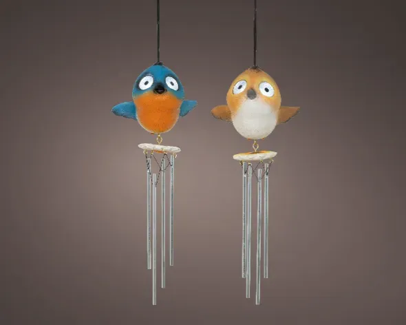 CARILLON SOLAIRE OISEAU AVEC YEUX MOBILES