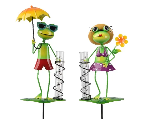 PIC DE JARDIN GRENOUILLE AVEC PLUVIOMÈTRE