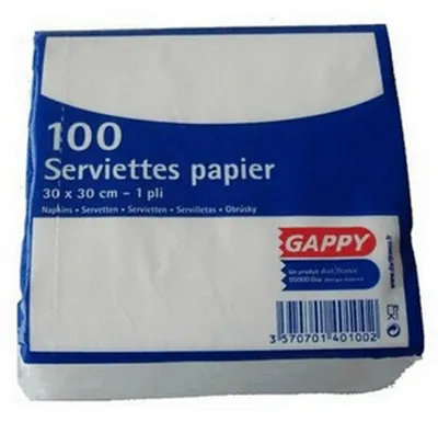 LOT DE 100 SERVIETTES EN PAPIER