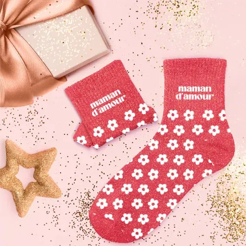 CHAUSSETTES PAILLETTES "MAMAN D'AMOUR"