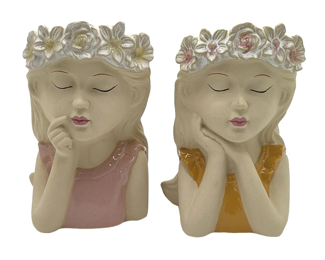 CACHE POT FILLE "COURONNE DE FLEURS"