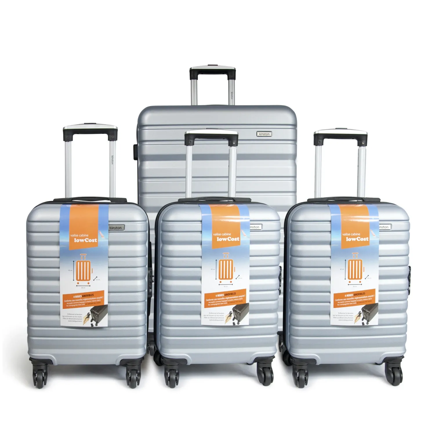 VALISE GRISE ARGENT ABS 37L 45X35X20CM