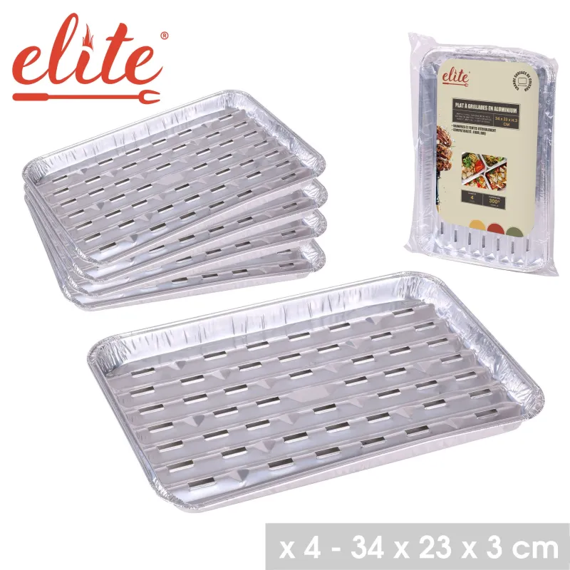 PLAT EN ALU POUR GRILLADES X4 34X23X3CM