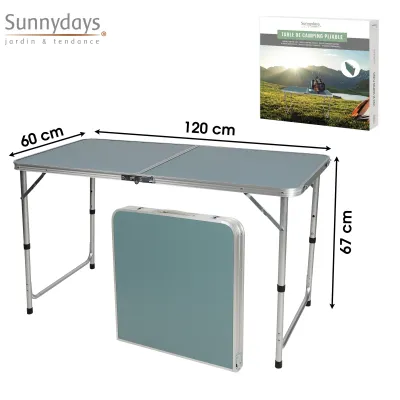 TABLE CAMPING PLIABLE BLEU 120X60X67CM