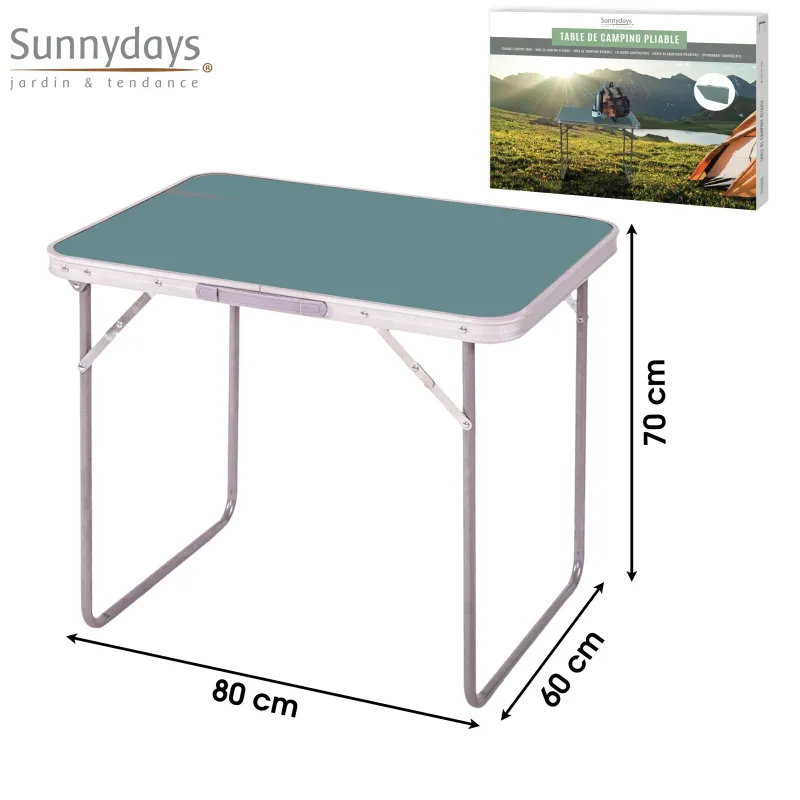 TABLE DE CAMPING PLIABLE 80X60X70CM BLEU