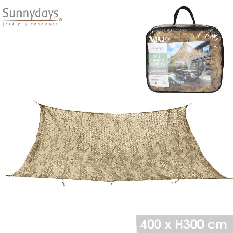 VOILE D OMBRAGE CAMOUFLAGE 3X4M