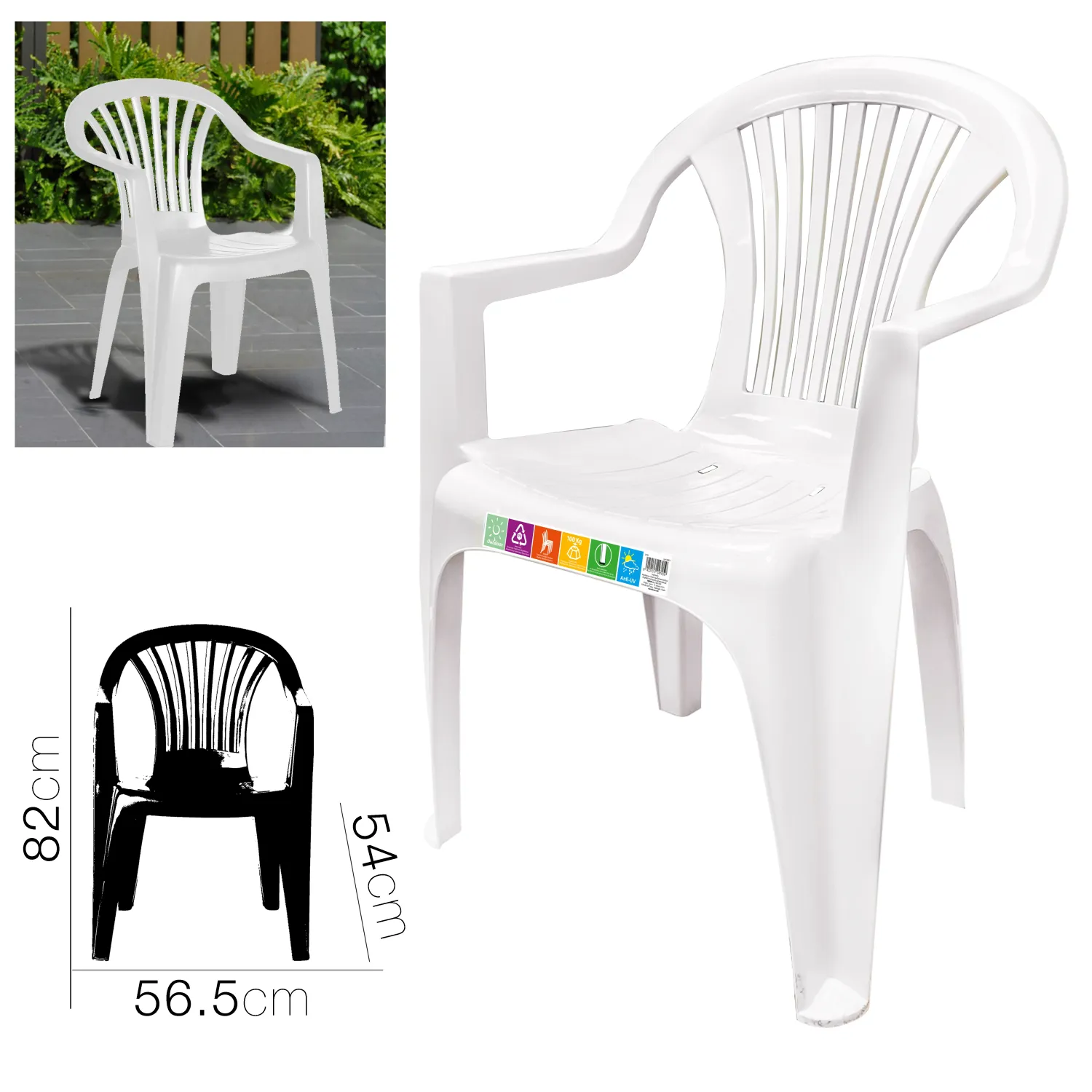 CHAISE ALPHA BLANCHE PP 56.5X54X82CM