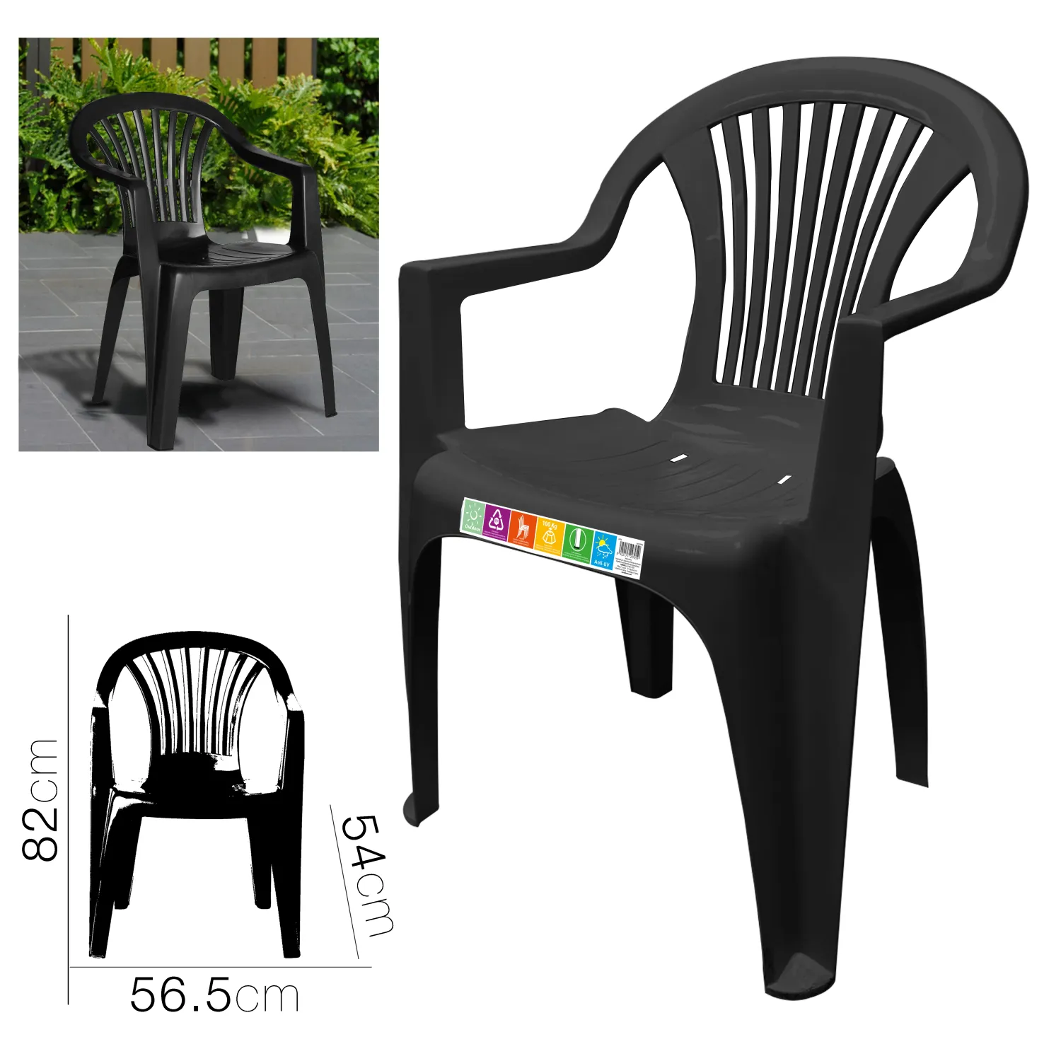 CHAISE ALPHA ANTHRACITE PP 56.5X54X82CM