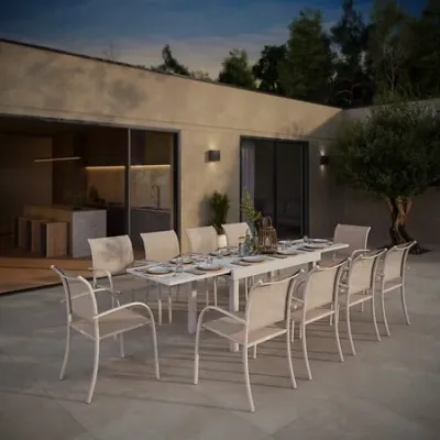 TABLE PIAZZA EXT135/270X90X75.5CM ARGILE