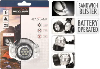 LAMPE FRONTALE 7LEDS 7.5X6X4CM ABS/PE