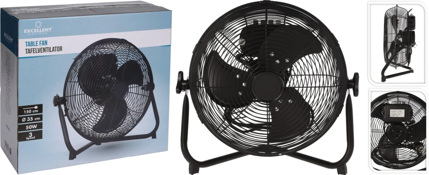 VENTILATEUR DE TABLE METAL NOIR 35X20X40CM