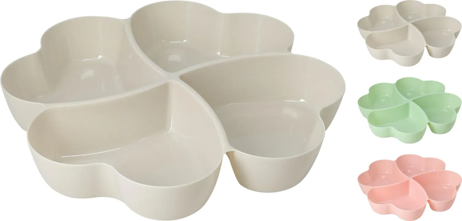 PLATEAU 4COMPARTIMENTS FLEUR PP D32X5CM PLATEAU 4COMPARTIMENTS FLEUR PP D32X5CM