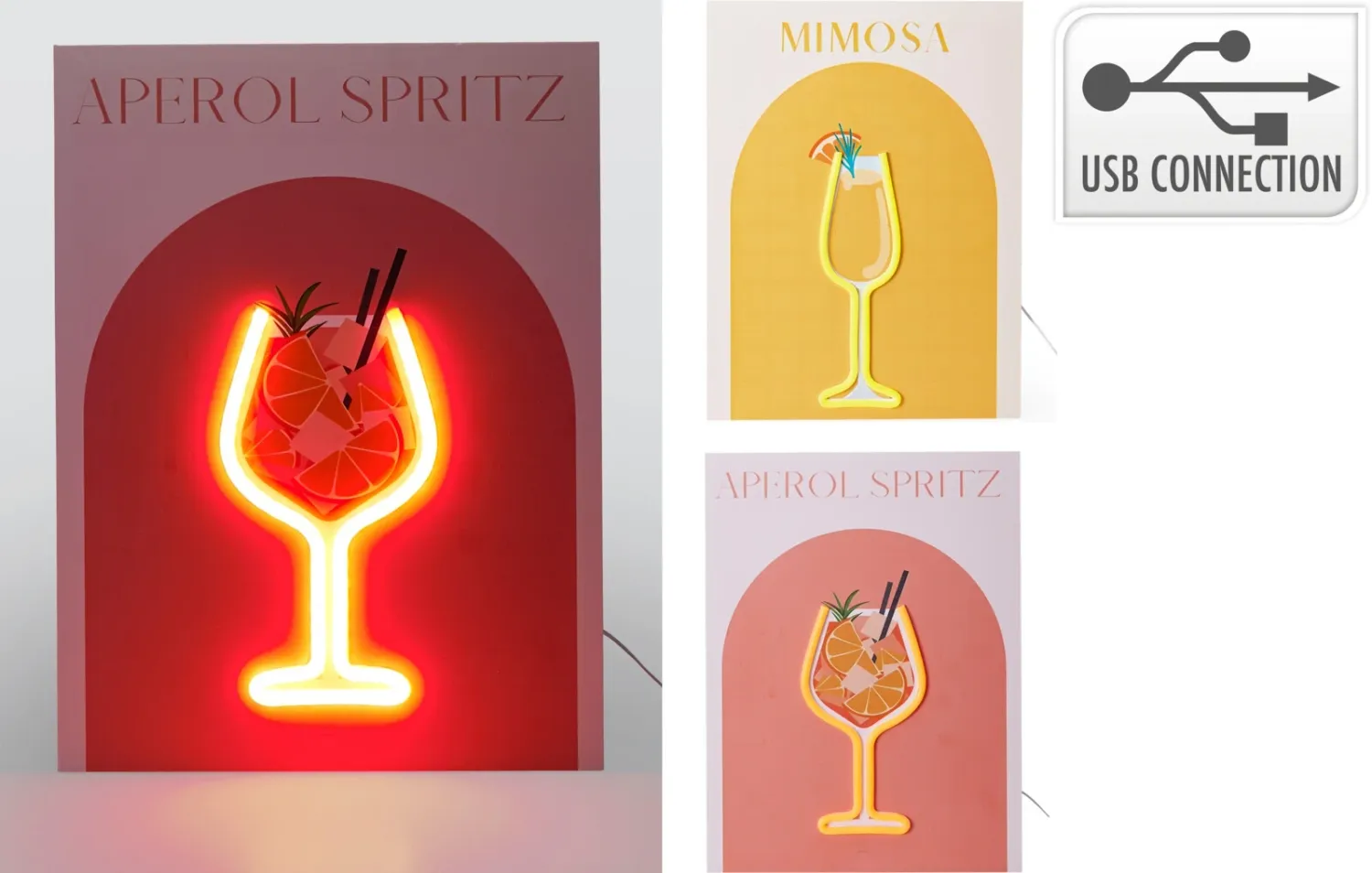 TABLEAU COCKTAIL AVEC NEON 30X40CM USB