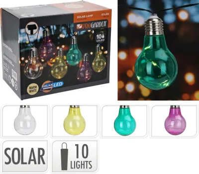 GUIRLANDE SOLAIRE 10X5LEDS 180CM MULTICOLORE