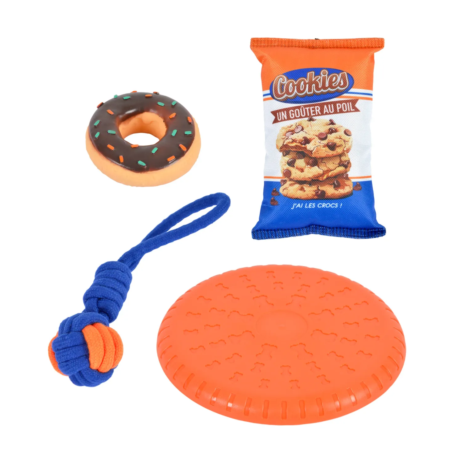 FILET DE 4 JOUETS POUR CHIEN