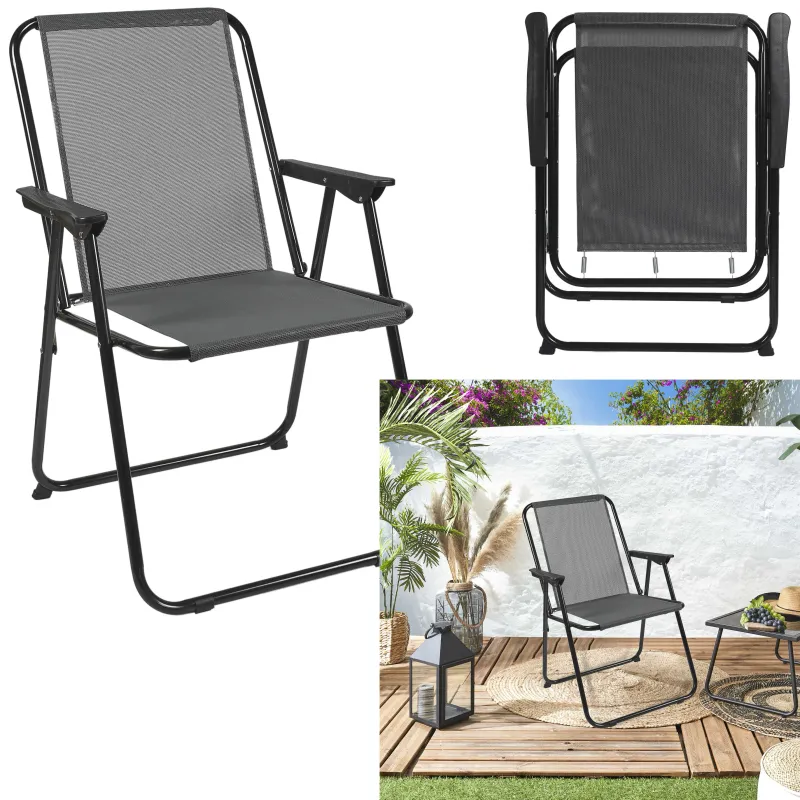 CHAISE PLIANTE ACIER GRISE