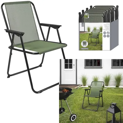 CHAISE PLIANTE ACIER KAKI