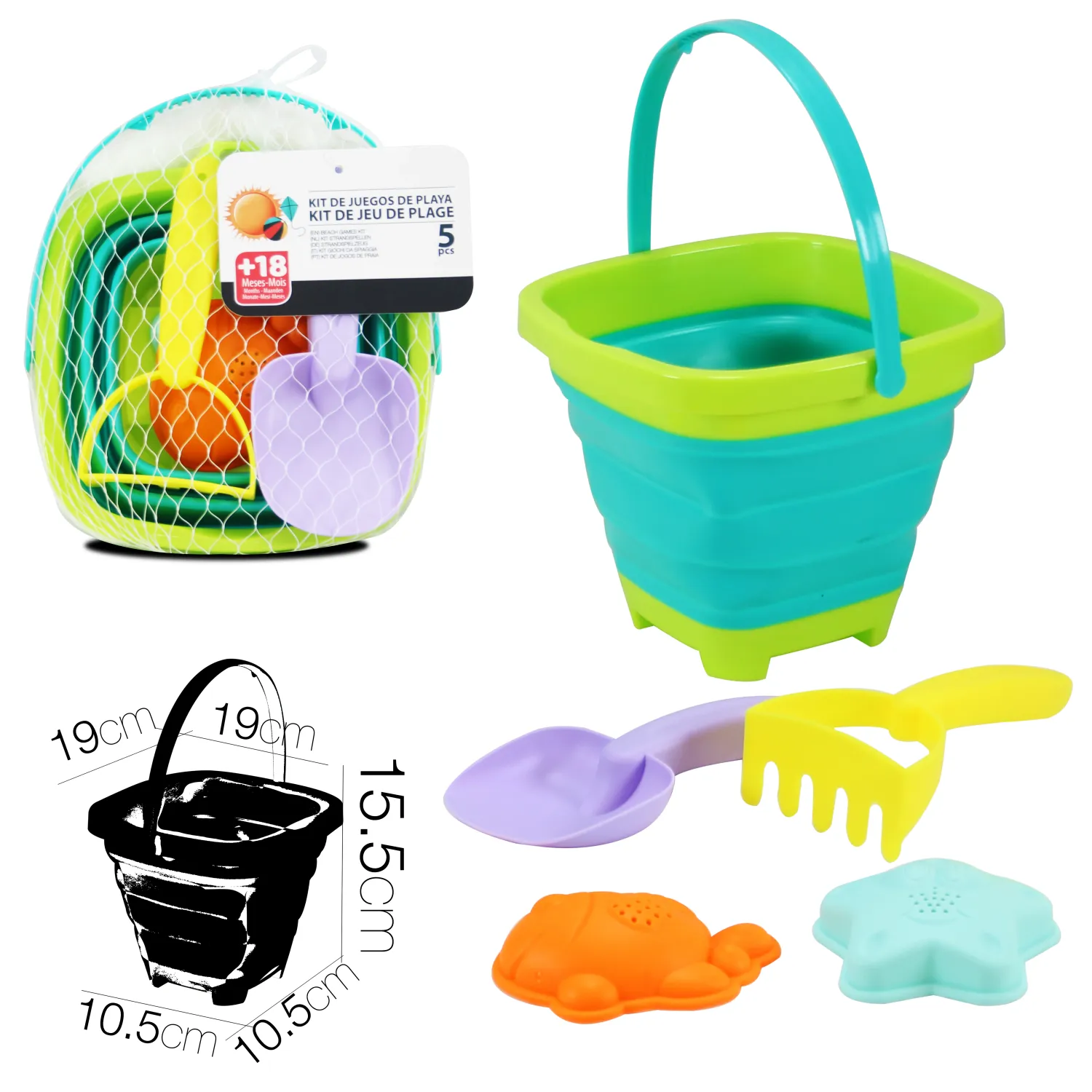 SEAU DE PLAGE AVEC ACCESSOIRES