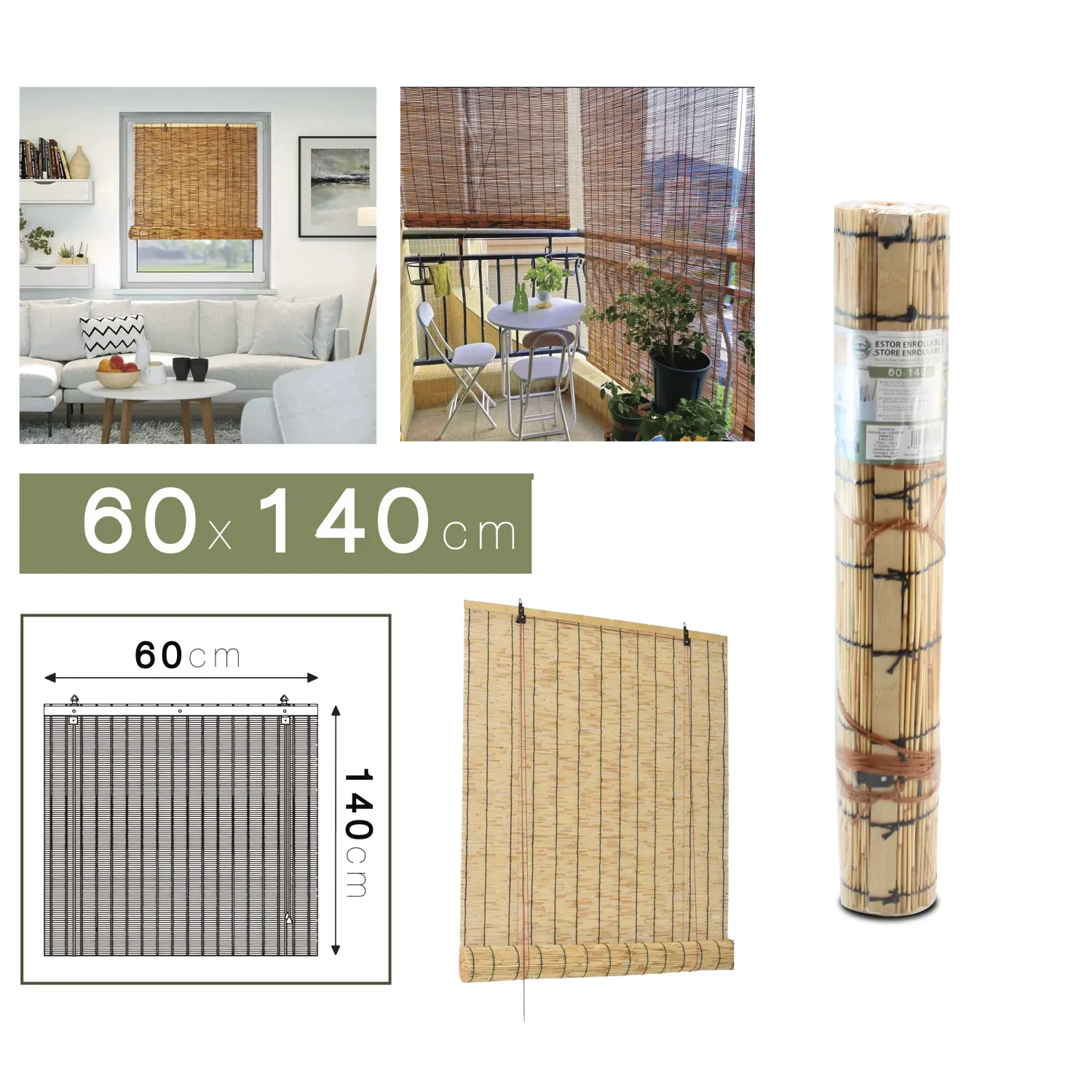 STORE ENROULABLE NATUREL 60X140CM
