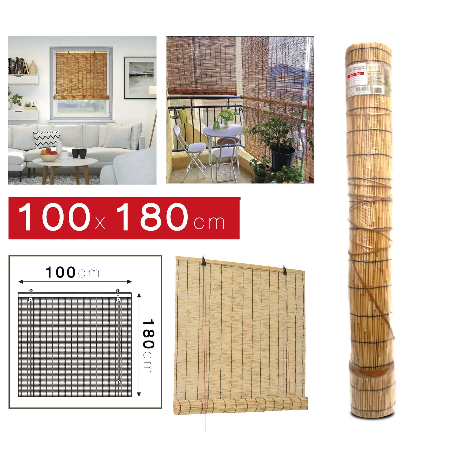 STORE ENROULABLE NATUREL 100X180CM