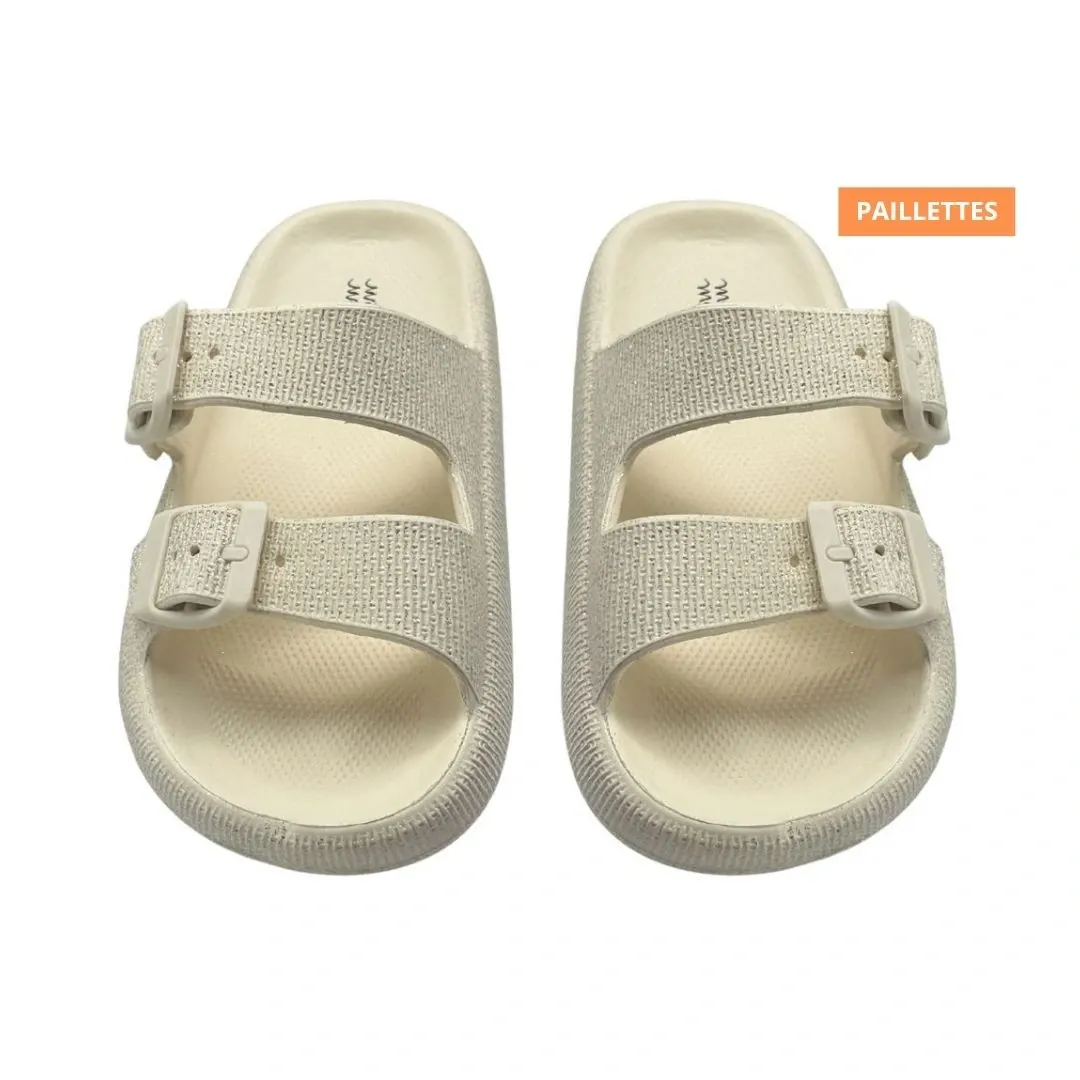 PAIRE DE CLAQUETTES PAILLETÉES T36/41 OR