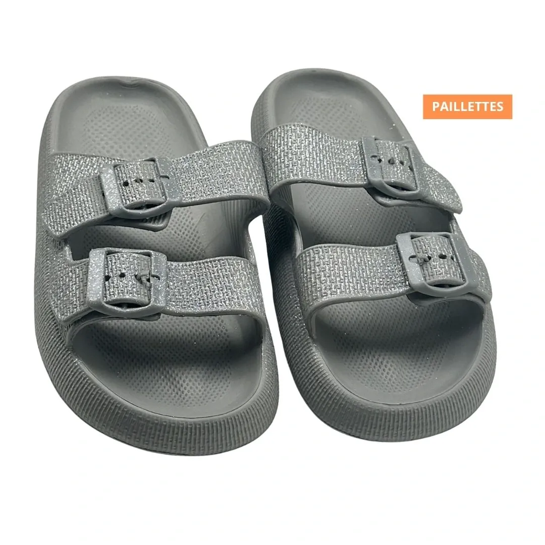 PAIRE DE CLAQUETTES PAILLETÉES T36/41 ARGENT