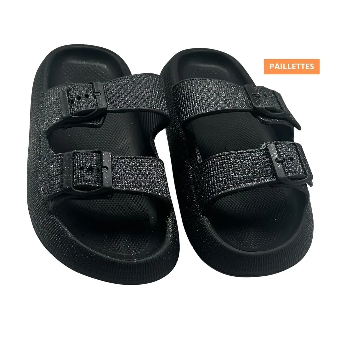 PAIRE DE CLAQUETTES PAILLETÉES T36/41 NOIR