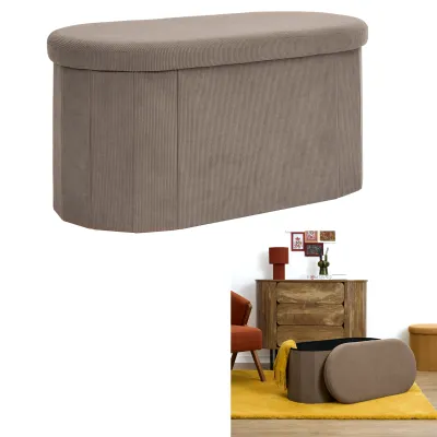 Coffre banc pliable cotelé taupe Coffre banc pliable cotelé taupe