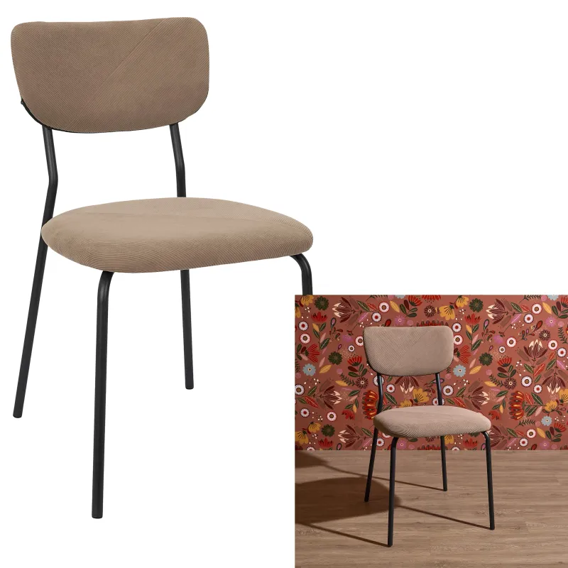 Chaise cotelée taupe
